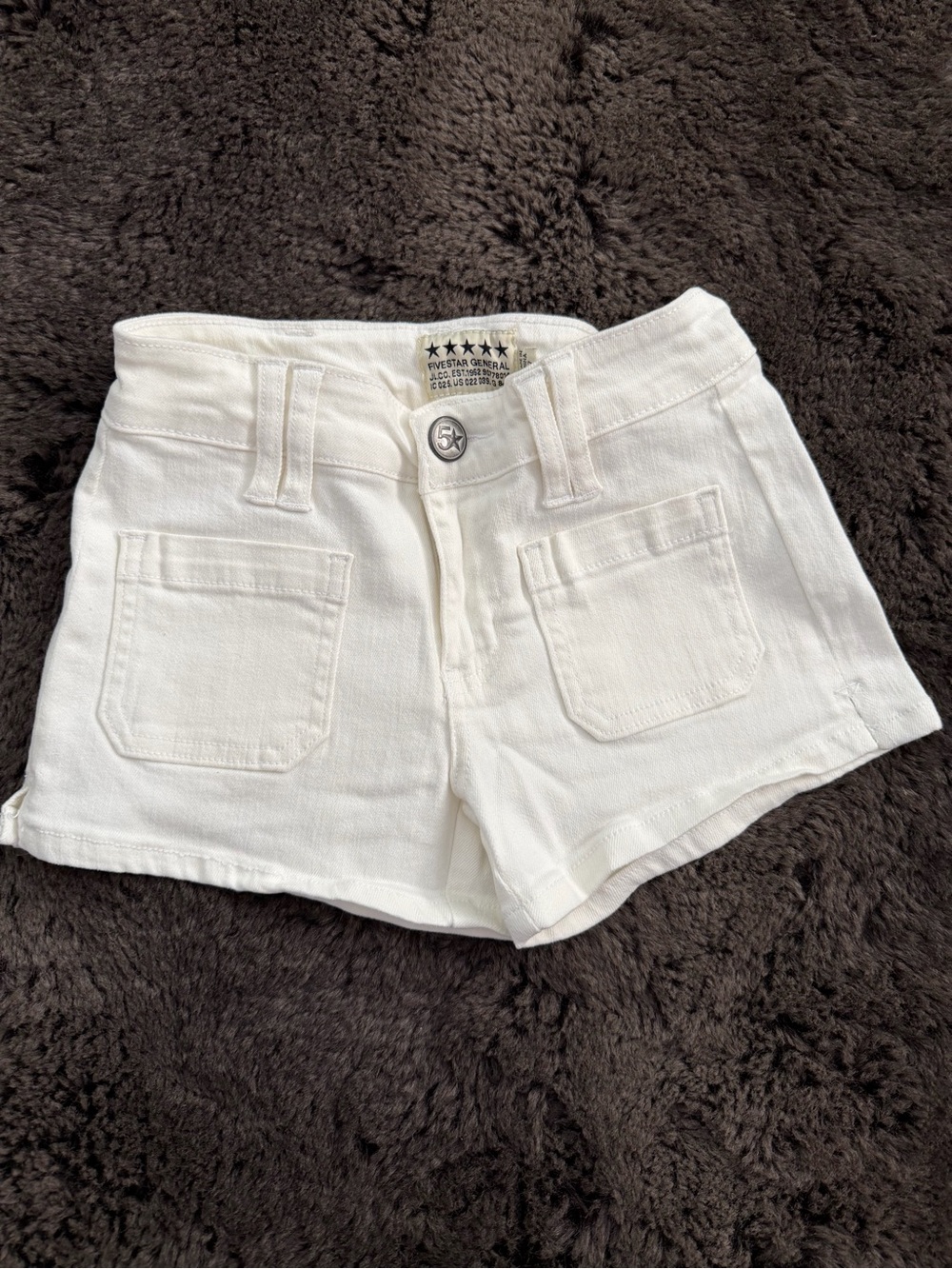 Five Star White Mid Rise Denim Pocket Shorts Size 7
